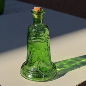 Green Glass Bell-Shaped Decorative Bottle